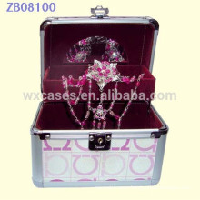 New style aluminum jewelry case with a tray and mirror inside